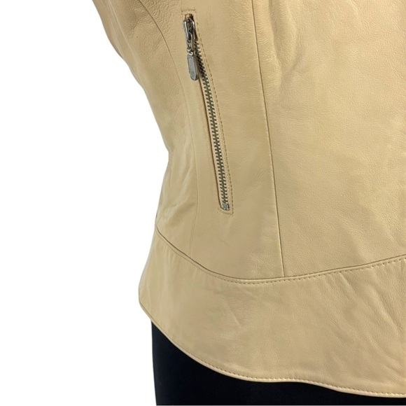 VINTAGE Y2K VID COLLECTION LEATHER LACE UP CORSET STYLE CREAM ZIP UP JACKET - Picture 12 of 15